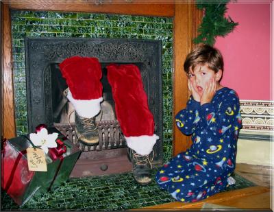 Santa boots and boy chimney